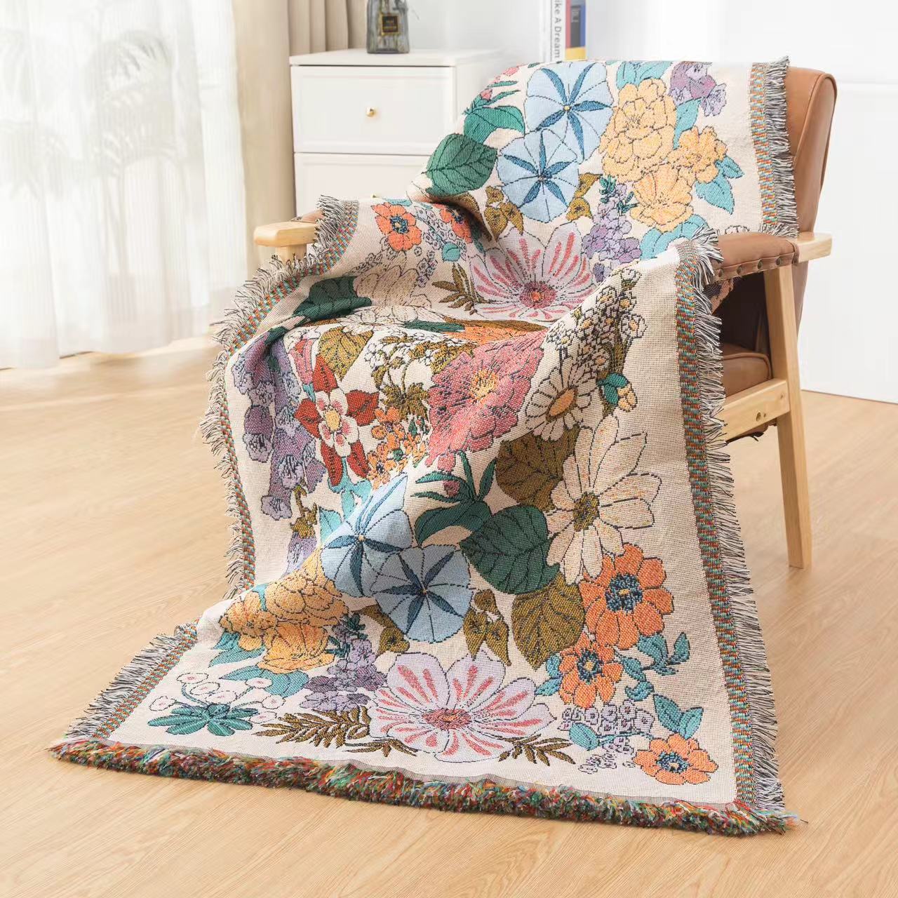 【繁花】90.180沙发巾纱布浴巾加大可铺可盖