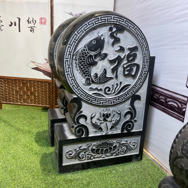 曲阳石雕青石门鼓石庭院摆件天然石材精雕雕花门鼓石庭院摆件