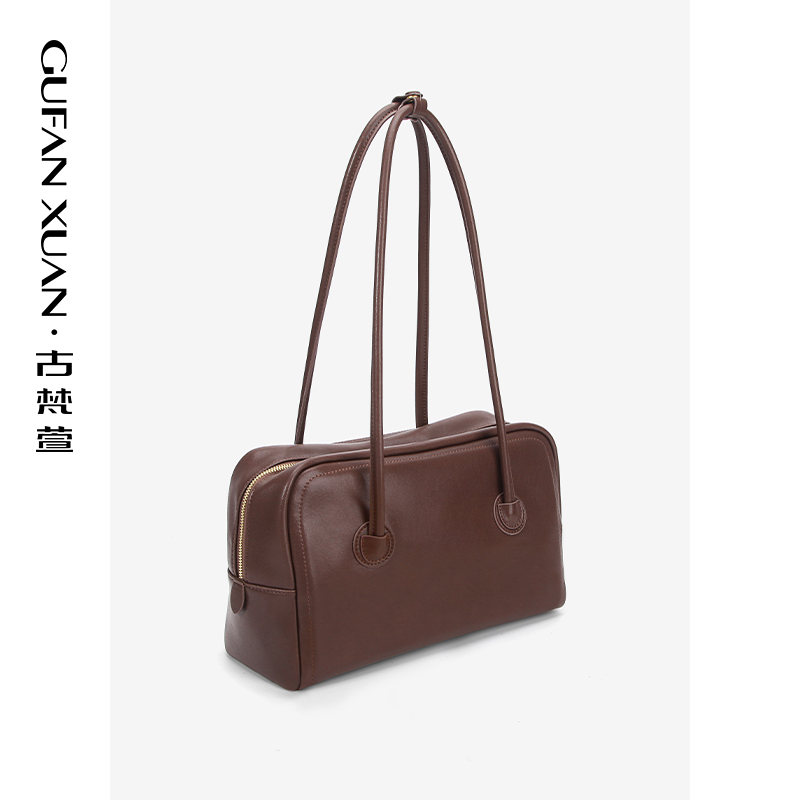 GUFANXUAN/25年秋冬新款小众百搭大容量单肩保龄球包简约时尚通勤