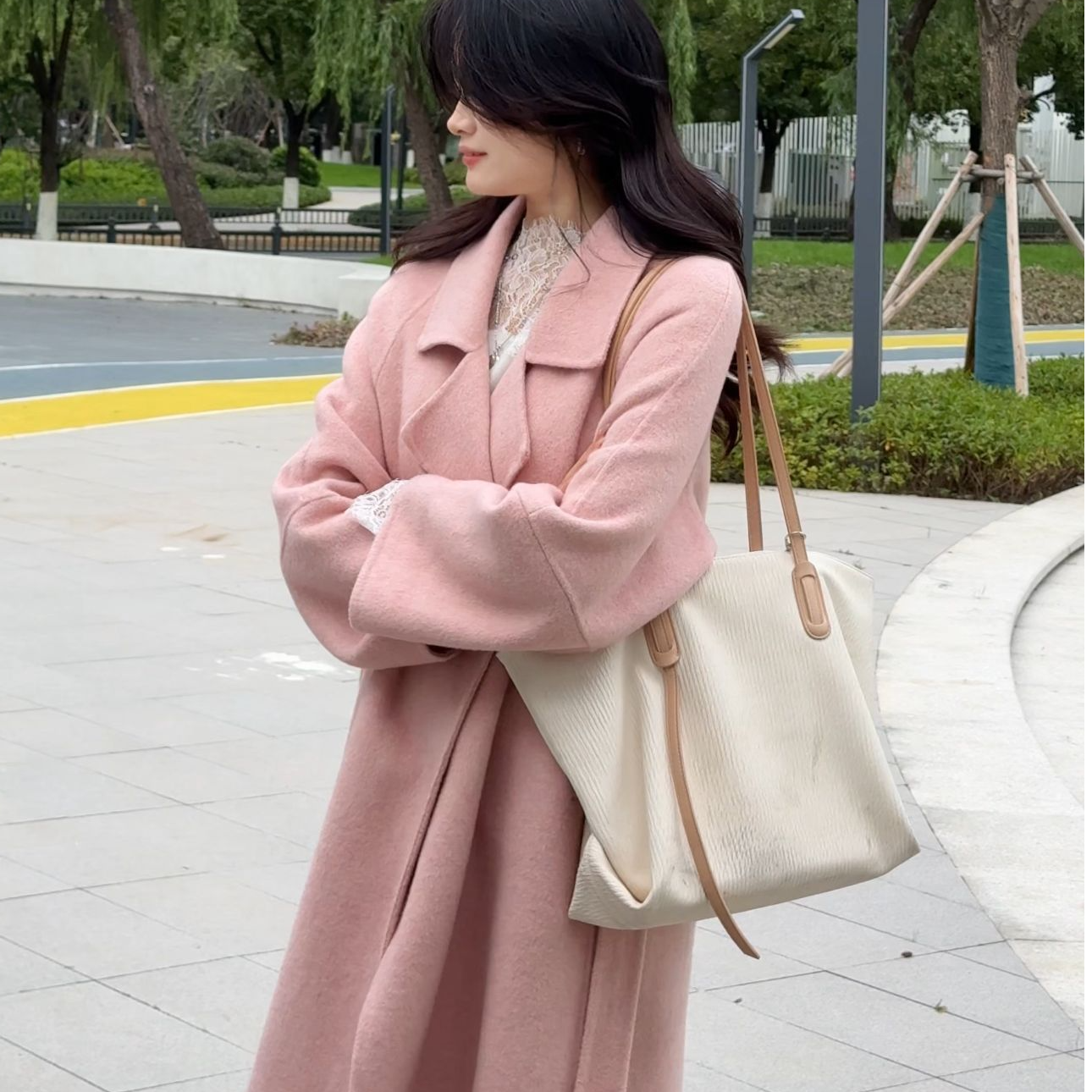 【西西里大衣】秋冬新款双面羊毛大衣中长款毛呢外套浴袍款系带韩版