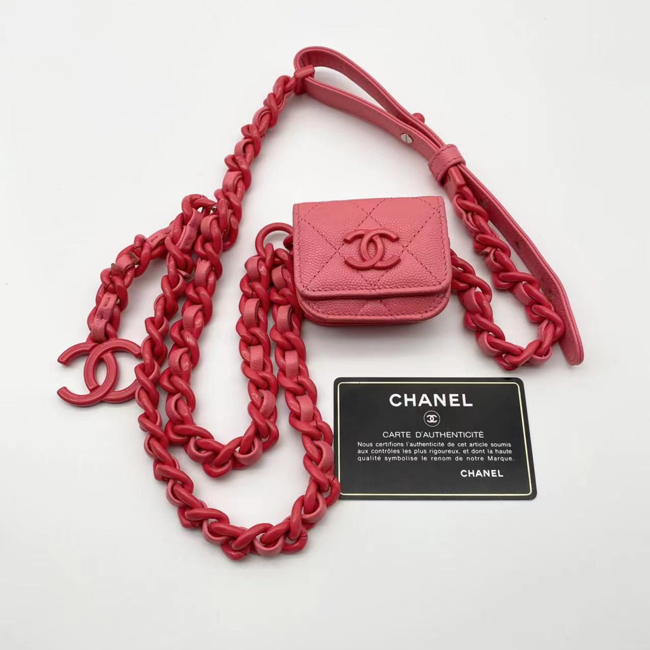 95新 Chanel/香奈儿 茉上/So pink 耳机包 腰包/MS7430