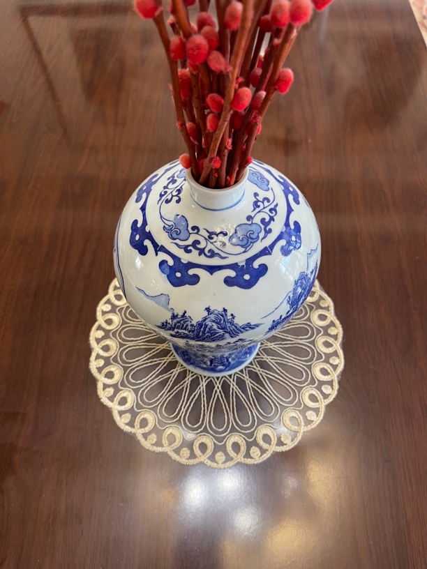 欧式轻奢车轱辘绣27公分圆形DIY碗盘垫装饰垫四片装