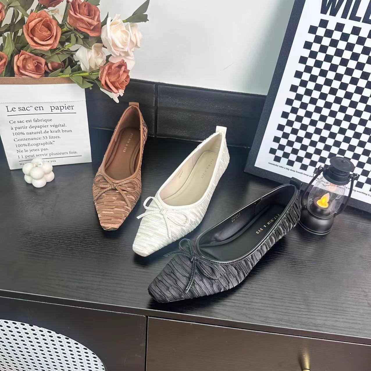 新款时尚休闲女鞋设计师款尖头单鞋舒适冷粘工艺9028-3