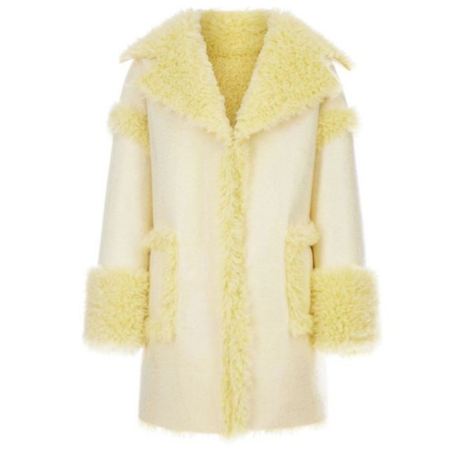 WARDROBES BY CHEN重⼯满幅烫钻⽪⽑⼀体⼤⾐环保外套DY23AW1210