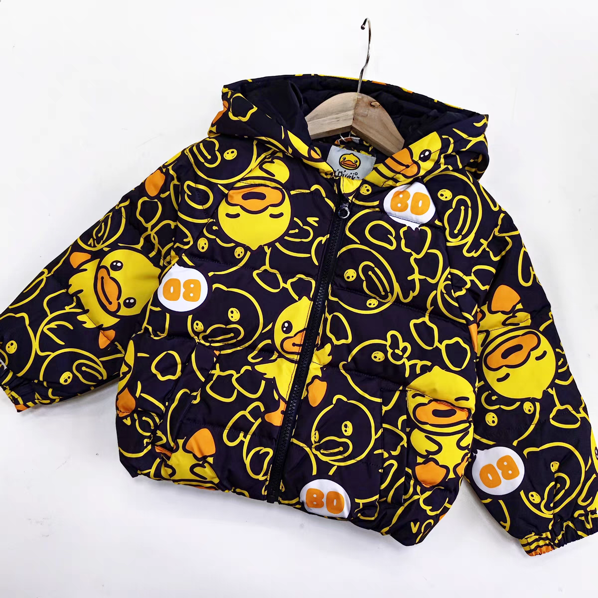 b.duck小黄鸭儿童羽绒服男女童冬季厚外套厚面包服90白鸭绒