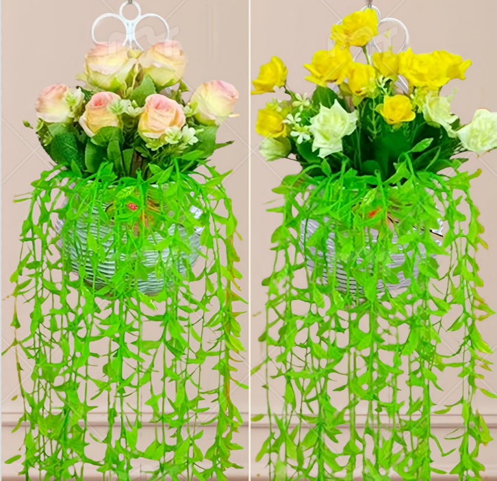 家居装饰仿真花壁挂柳叶藤条藤蔓花篮墙上装饰品客厅墙面摆件假花