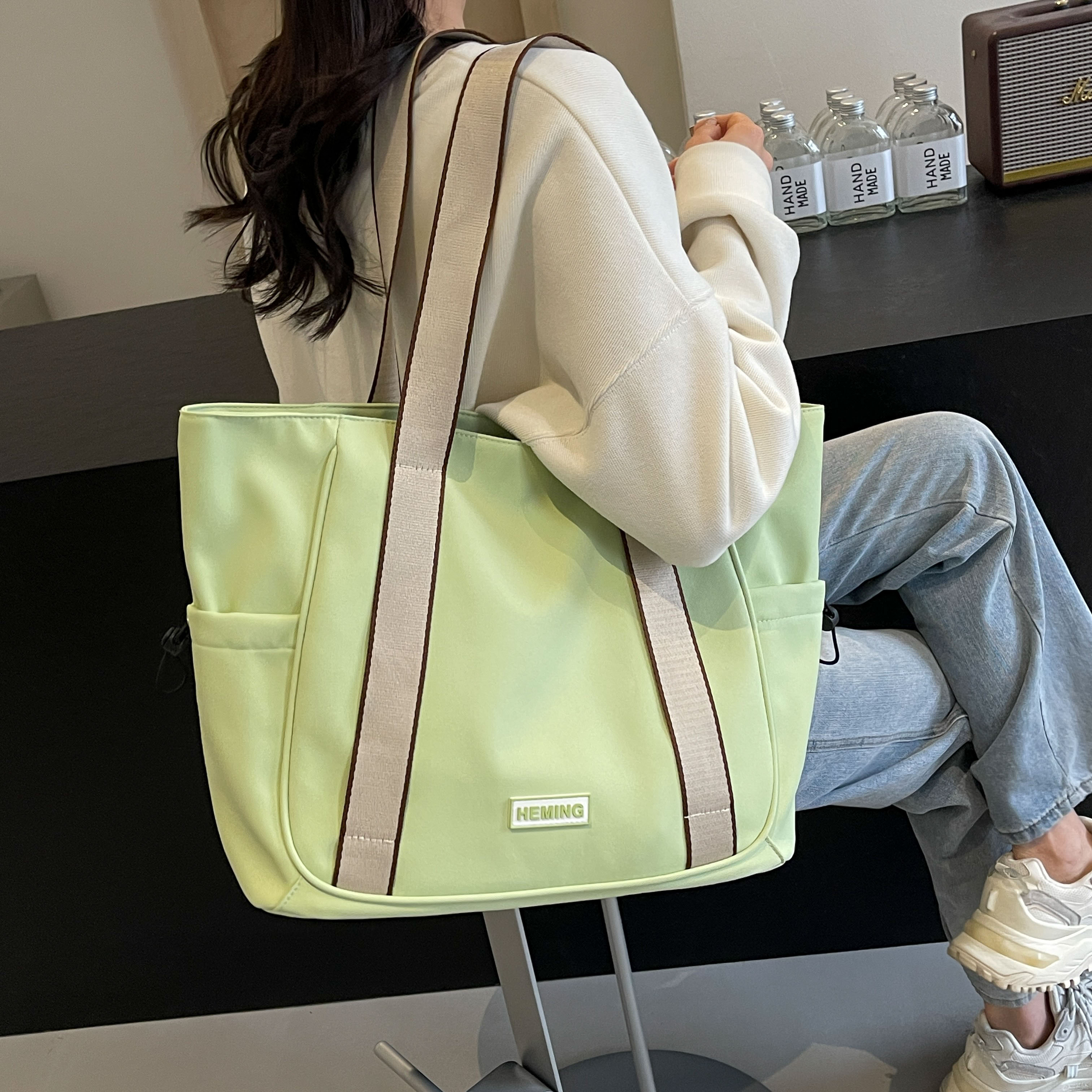 休闲旅行包大容量单肩包女手提布登机出差行李袋待产收纳包健身包