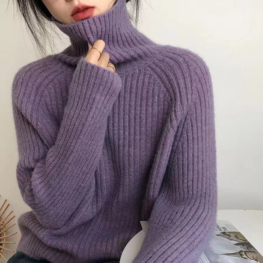 加厚细闪打底衫两翻领毛衣女秋冬季慵懒风高级感温柔软糯针织衫