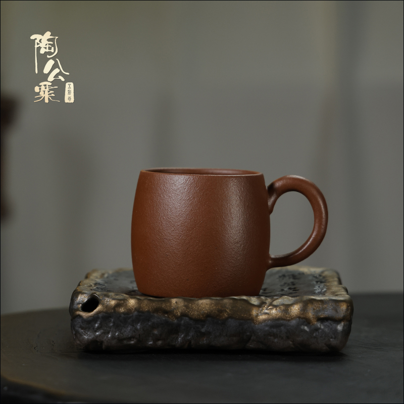 石黄龙血砂带把主人杯170cc手制精美办公茶杯紫砂杯