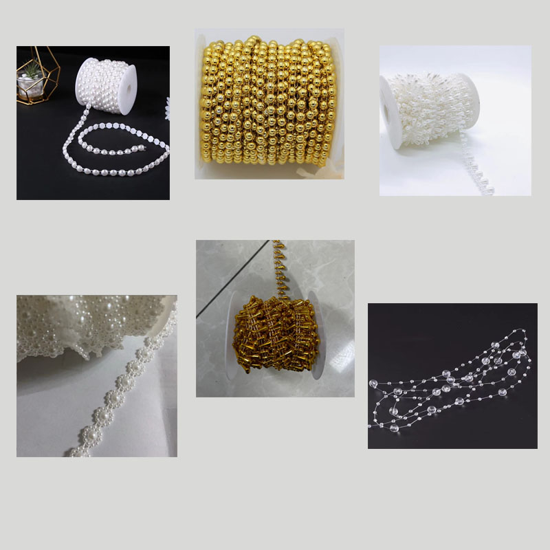 半面连线珠链条装饰珍珠蕾丝仿珍珠珍珠链条手工配饰串珠批发珠子