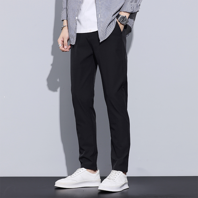 男士秋季款时尚休闲百搭弹力中腰直筒九分裤长裤休闲裤男裤裤子男