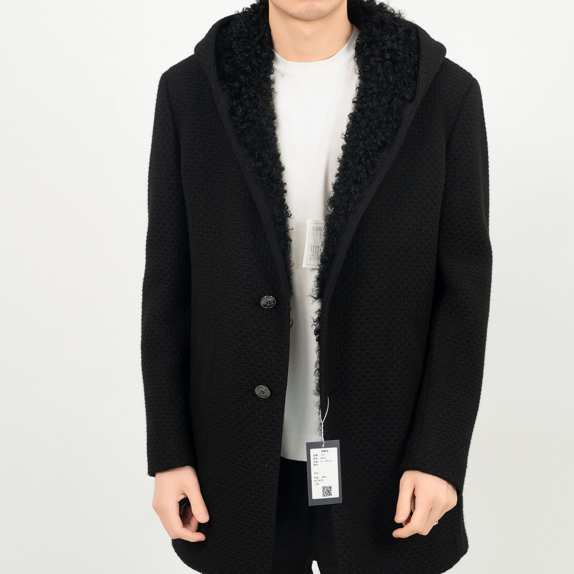 Zhengchen/正辰男士连帽商务休闲毛尼大衣外套 KW98001