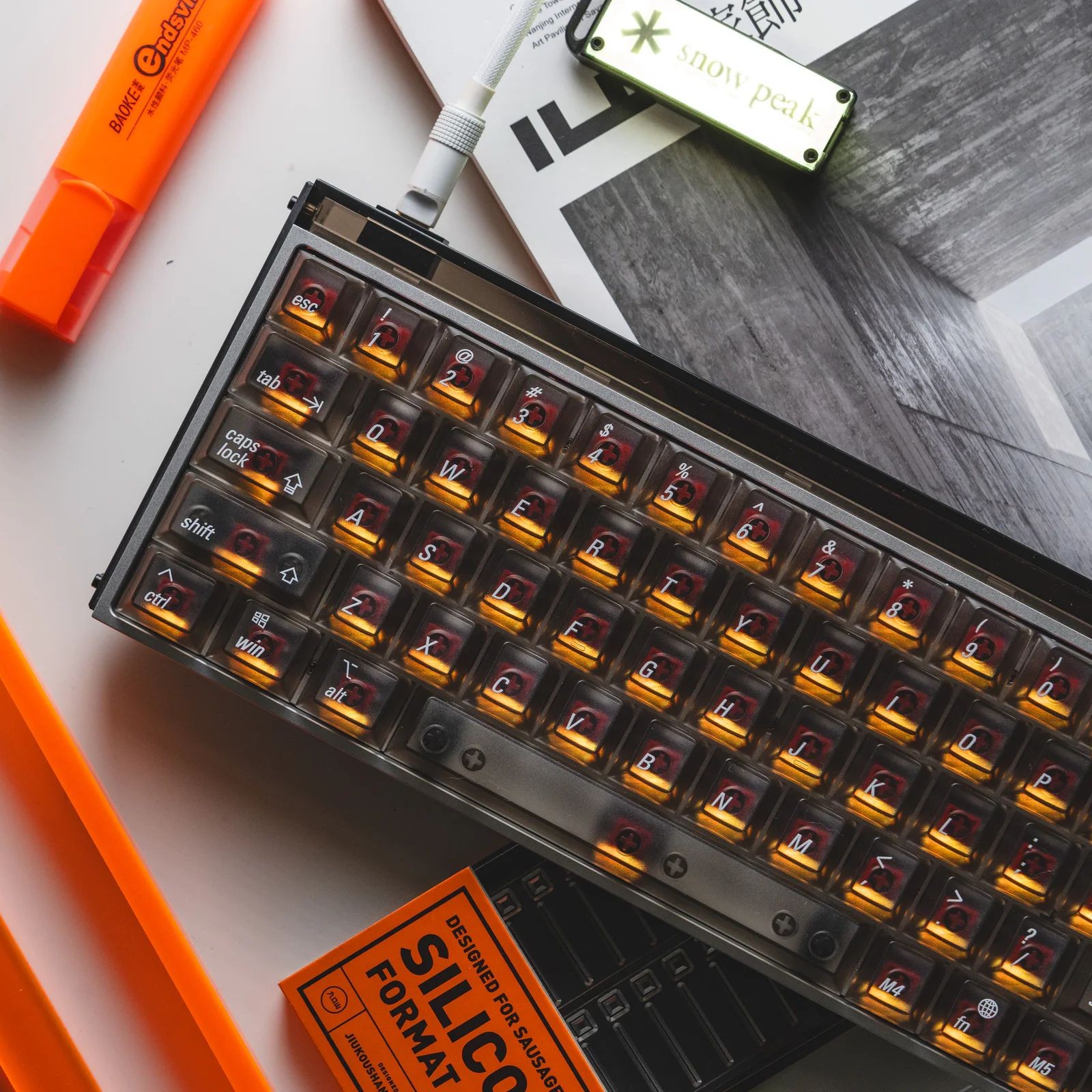 Lelelab SuperX 烟熏灰透明键帽游戏made68美加狮磁轴键盘适配