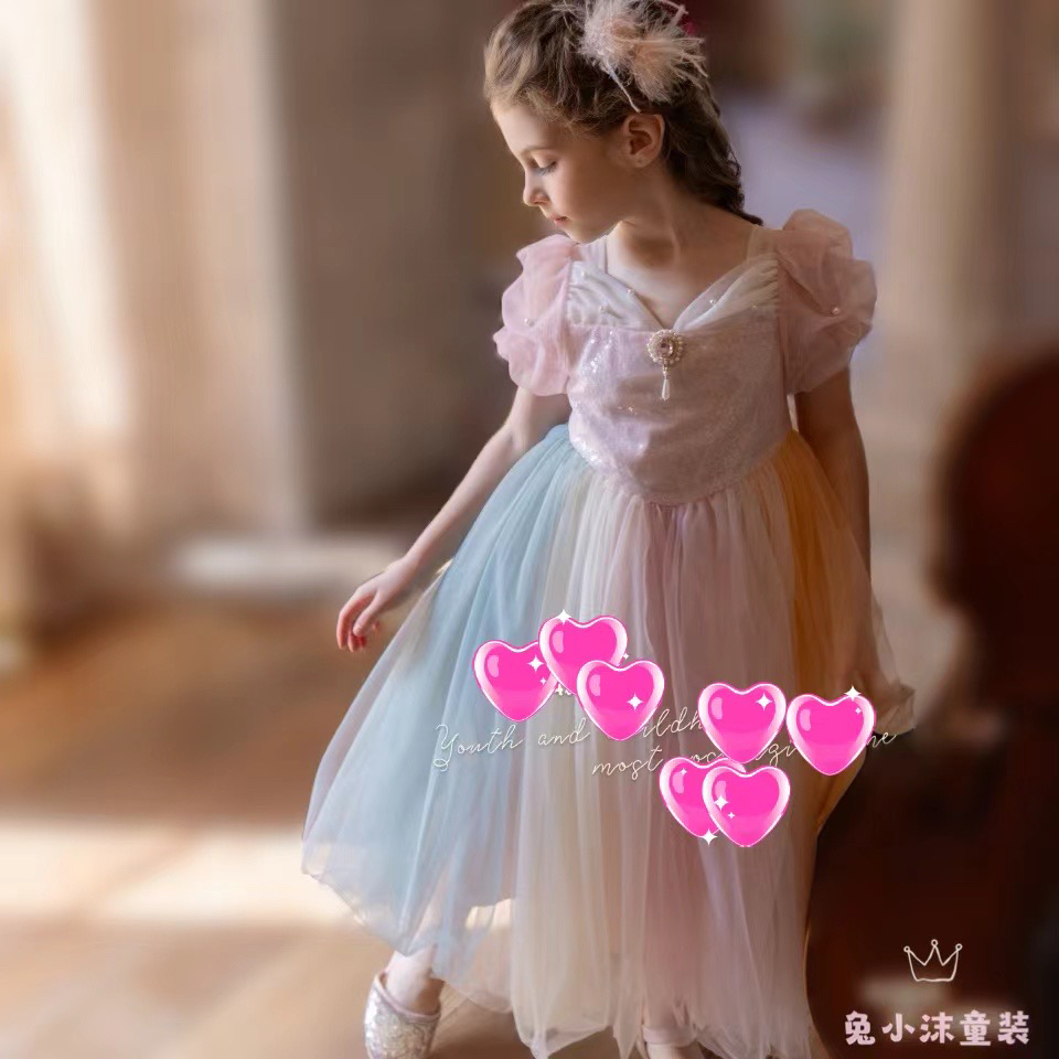 24年新款女童高品质重工工艺连衣群公主裙别致款礼服裙刺绣工艺