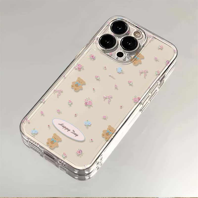 碎花满屏小熊iphone15苹果手机壳14promax软胶13pro透明12/创意11