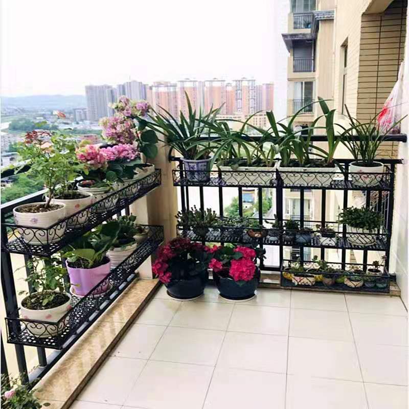 铁艺双层阳台栏杆花架护栏悬挂飘窗挂式双层花架壁挂盆栽多肉花架