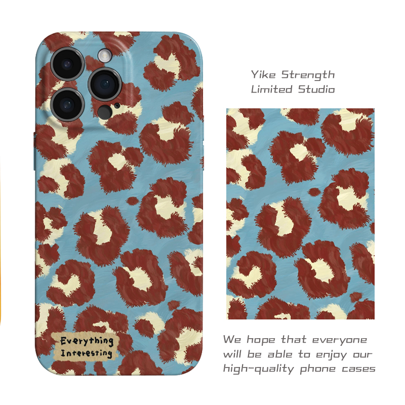 蓝色斑纹菲林壳进口适用iphone苹果13pro1614/可爱手机壳VIVO华为