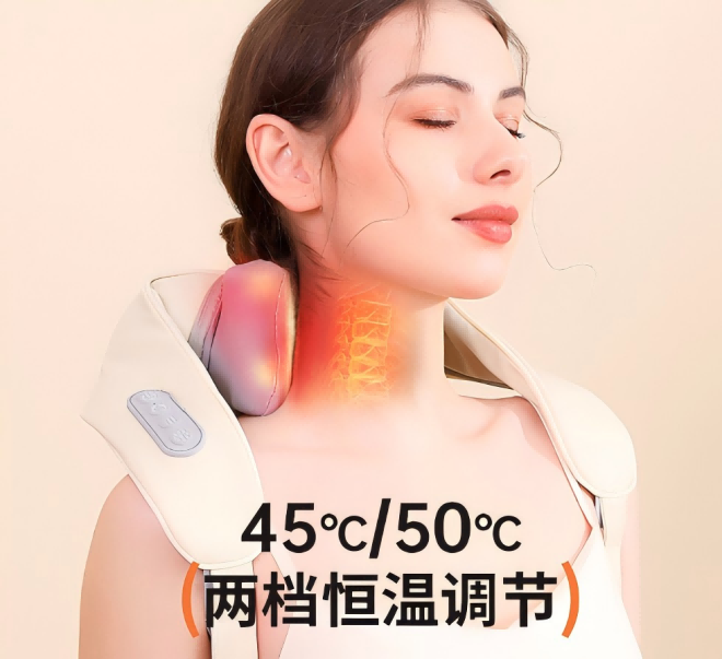 颈椎按摩仪肩颈护颈仪腰颈两用斜方肌电动加热仿人手揉捏披肩神器