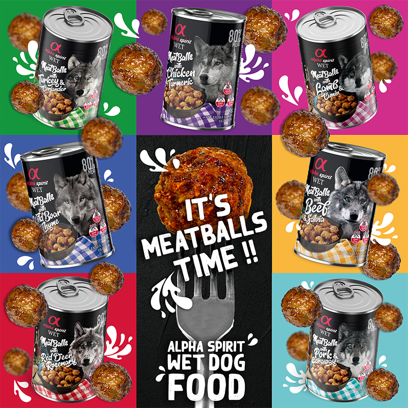 西班牙Alpha阿尔法罐头幼成犬狗无谷肉丸罐拌粮主食狗罐养宠装备