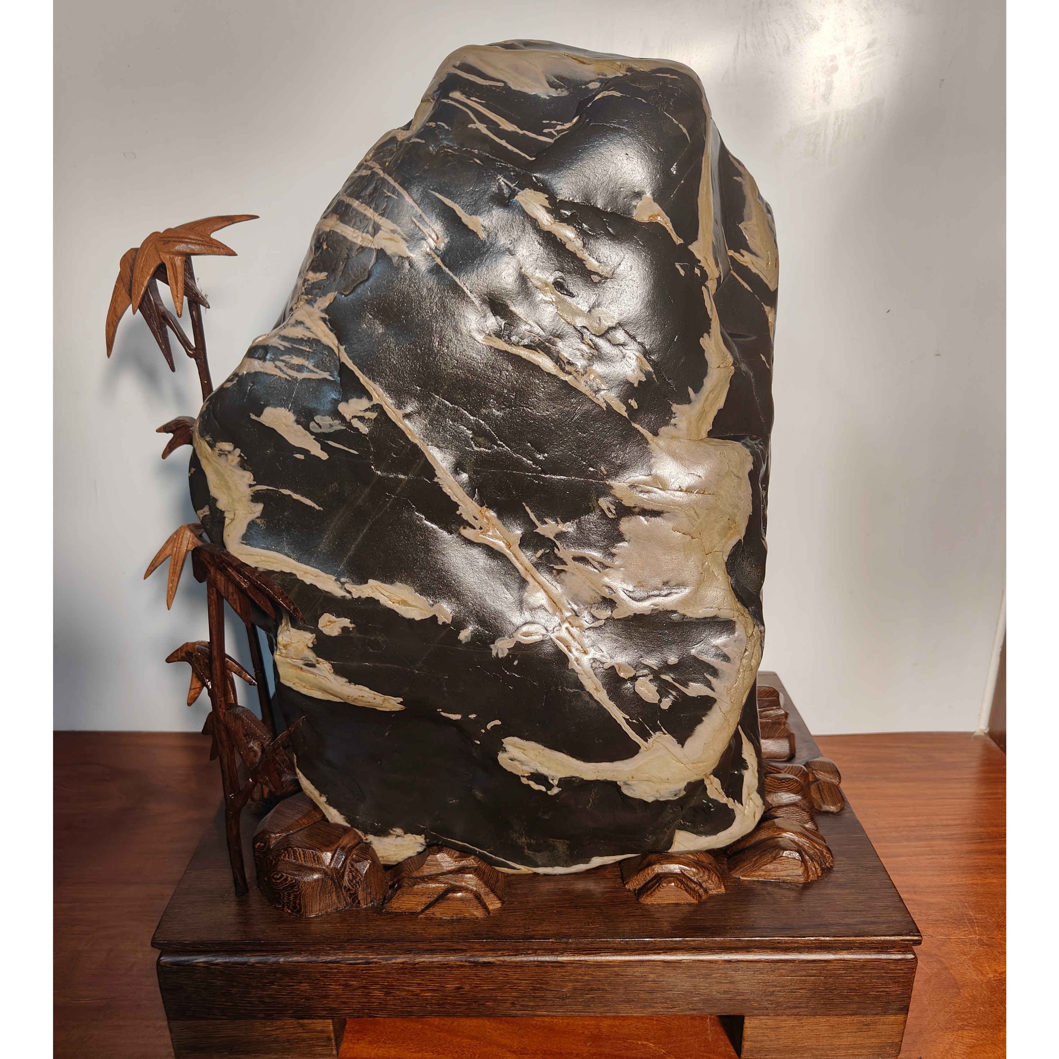 《老物件风过疏竹不留身》九龙璧纯天然画面奇石摆件精美田园孤品