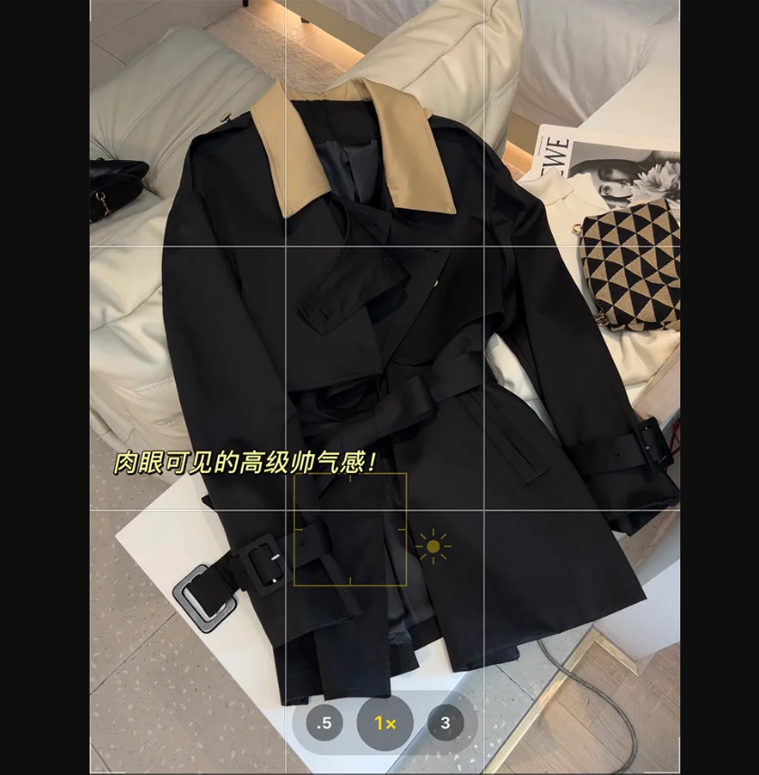 貭感垂感设计感绑带收腰休闲显瘦帅气风衣外套  A1548