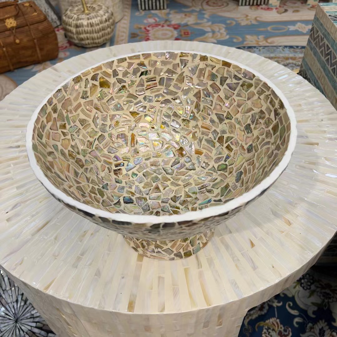 HH-深海彩贝镶嵌艺术底座摆件 直径26*18CM