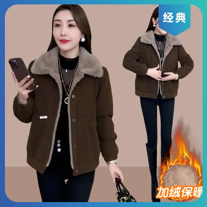 2025秋冬季新款短款外套女时尚百搭小个子宽松加绒保暖夹克上衣女