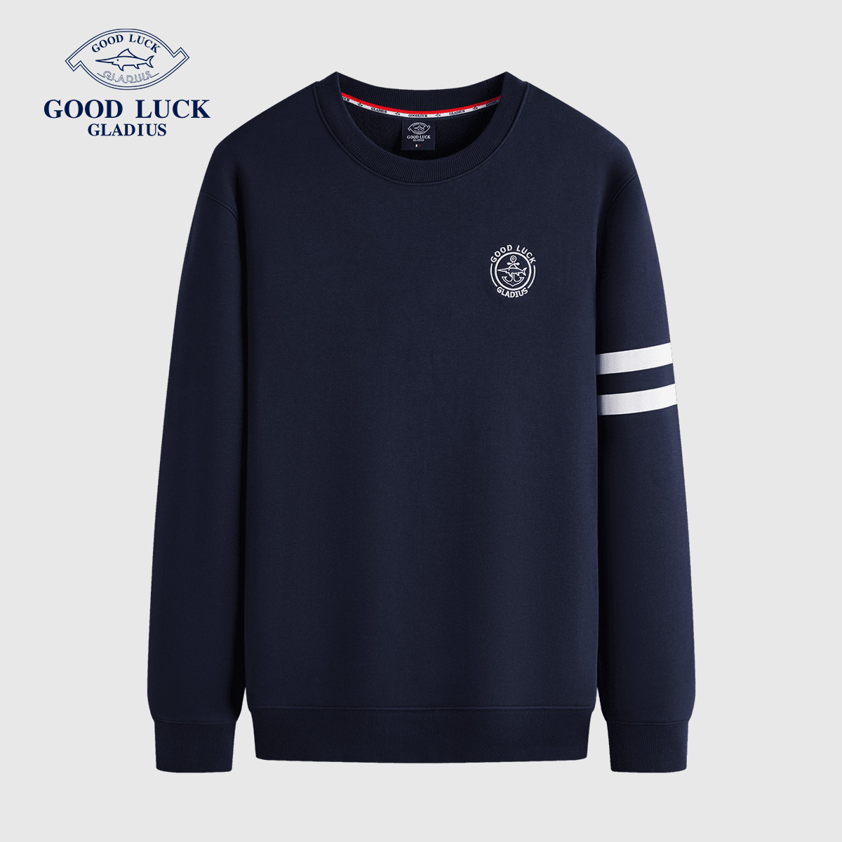 德鲨鲨鱼加绒卫衣秋冬新款撞色百搭刺绣上衣-L2T41805