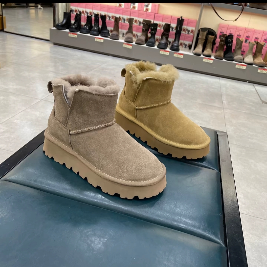 波斐b627-631广州高订羊毛牛皮超轻保暖雪地靴女