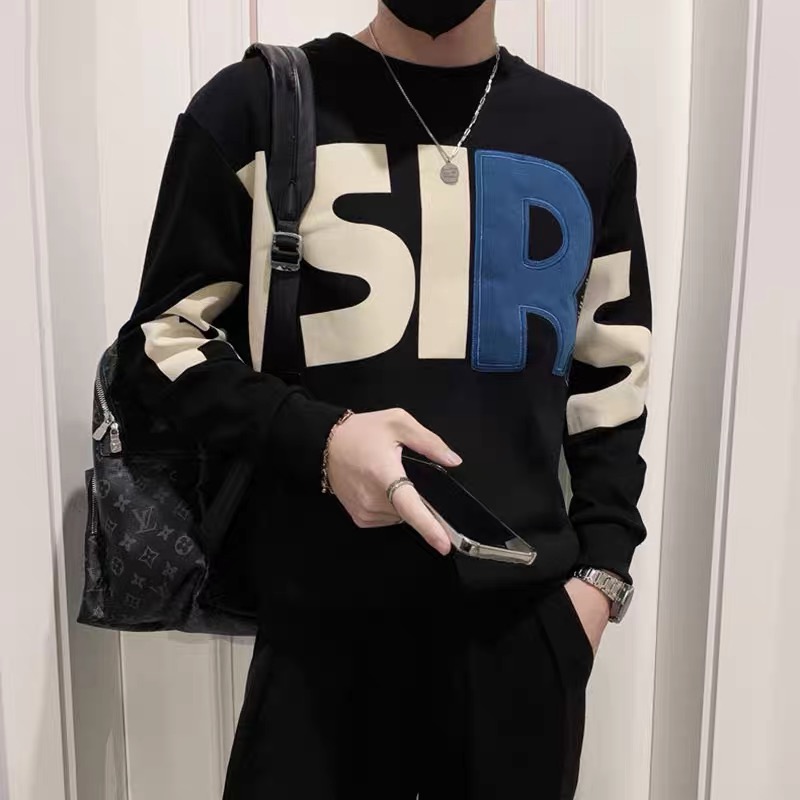 2023新款秋冬款潮牌ins圆领卫衣男潮流男装上衣休闲长袖T恤打底衫