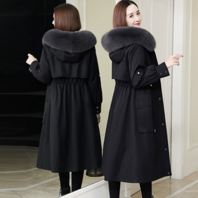 派克服女冬季新款皮草大衣皮毛兔毛整皮内胆可拆卸狐狸毛领