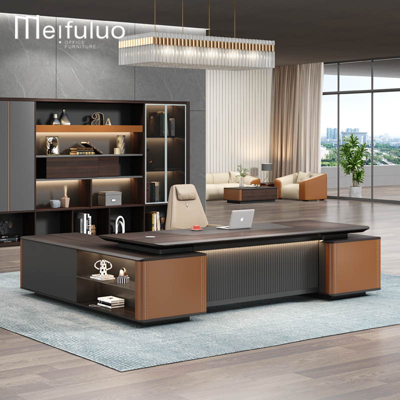 高档意式办公家具老板桌简约现代大班台总经理办公室电脑桌总裁桌