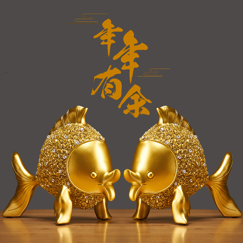 金鱼年年有鱼富贵有余摆件创意轻奢高档客厅家居饰品摆件