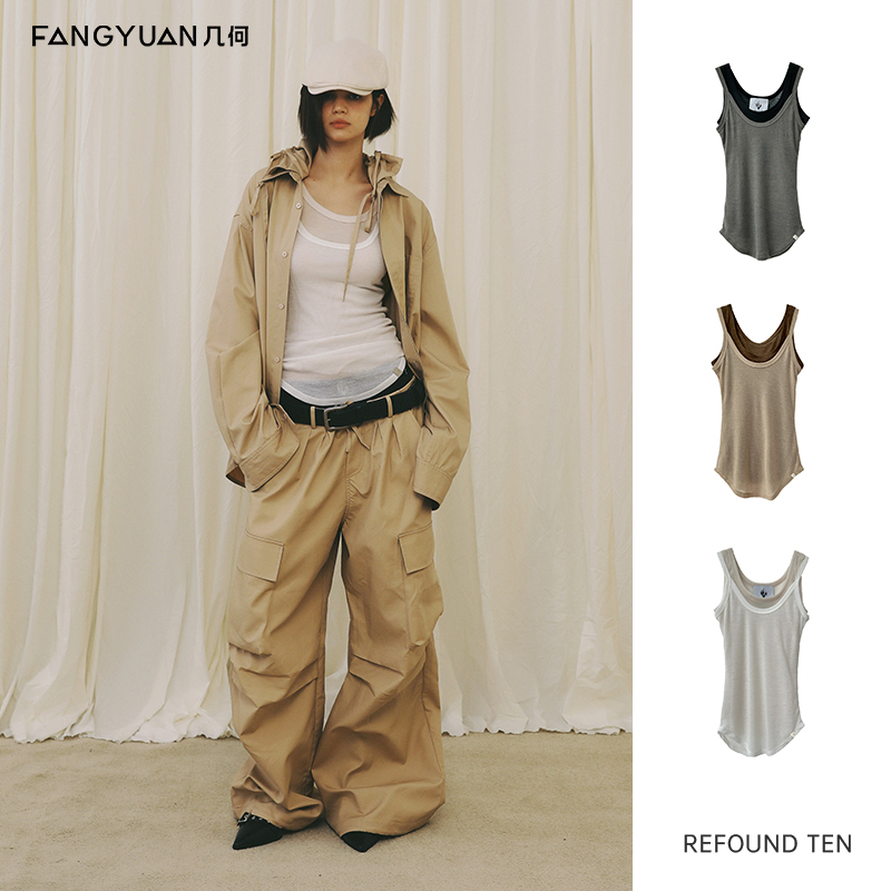 REFOUND TEN 秦岚/周也明星同款 同款双层叠穿修身两件套背心