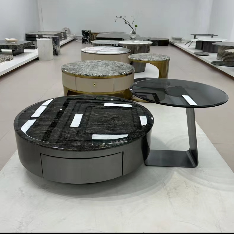 【茶几】天然轻奢时尚简约奢石茶几组合客厅家用餐桌大小户型