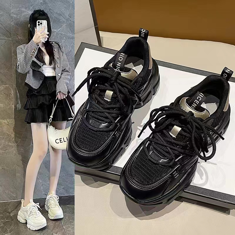 （新疆包邮）2024新潮范儿系带欧洲站网红时尚百搭厚底老爹鞋女ins