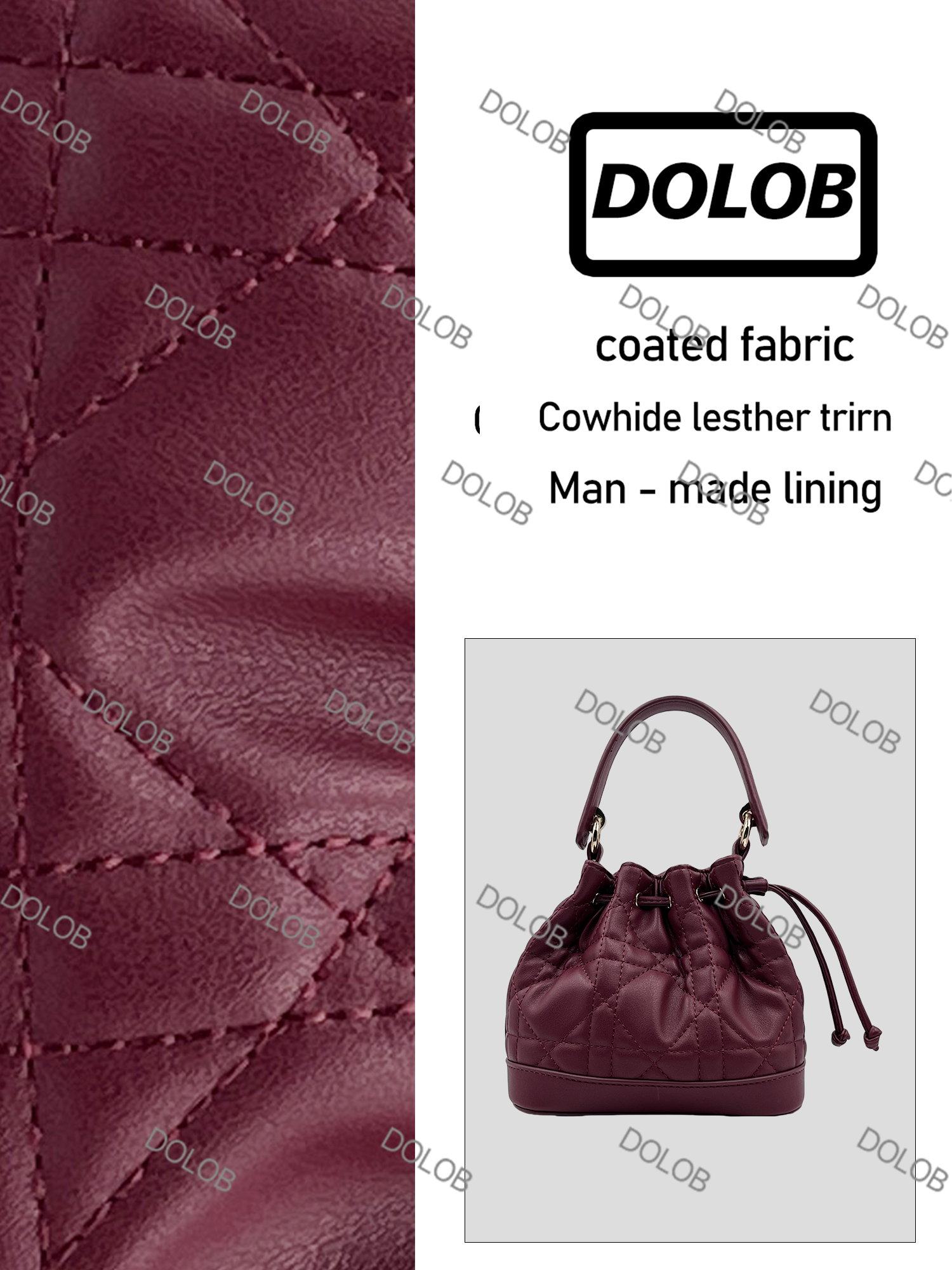 dolob/dolob手工真皮女包甜甜2格桶红色