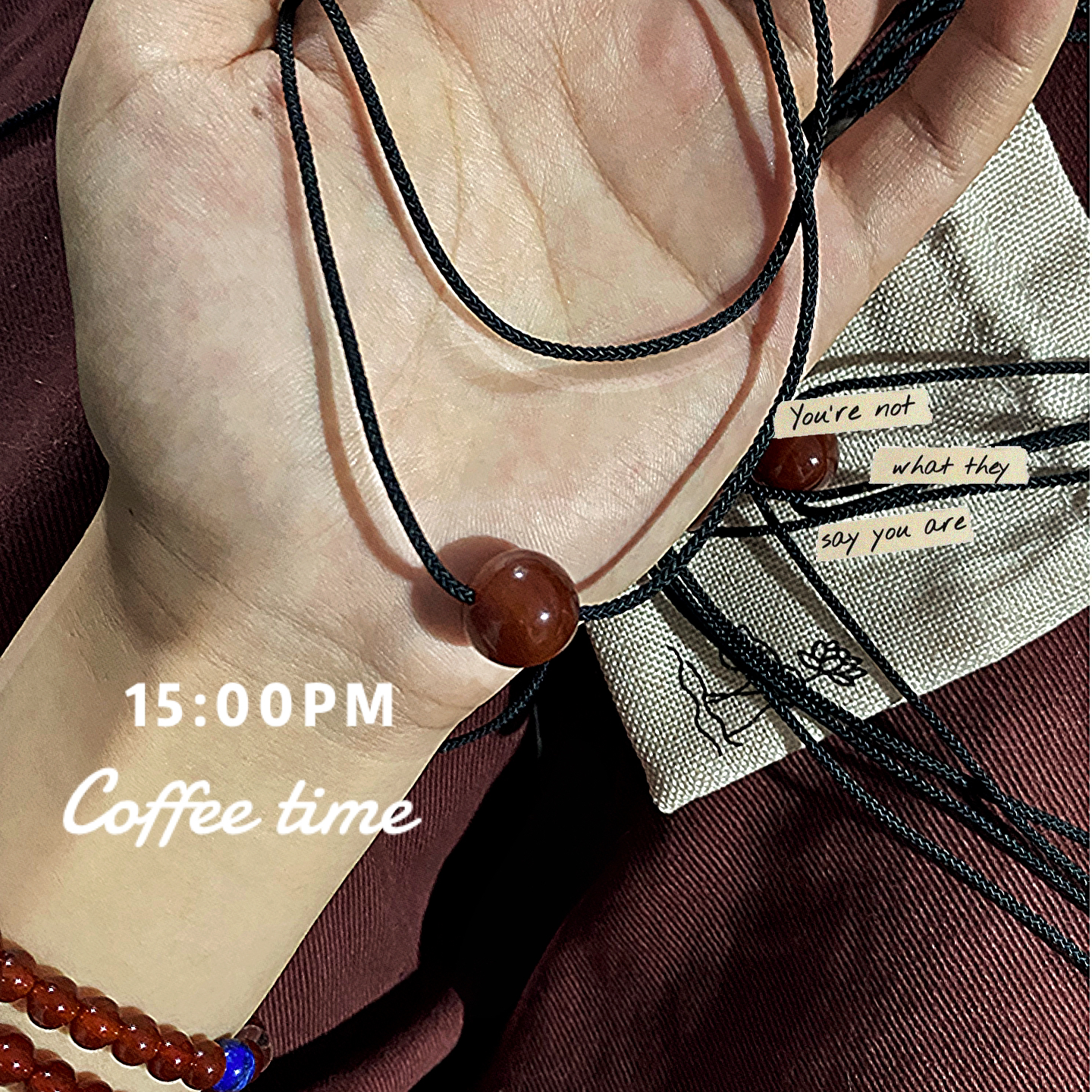 玛瑙圆珠项链锁骨链双圈可做多圈手绳百搭黑红色小众休闲简约男女