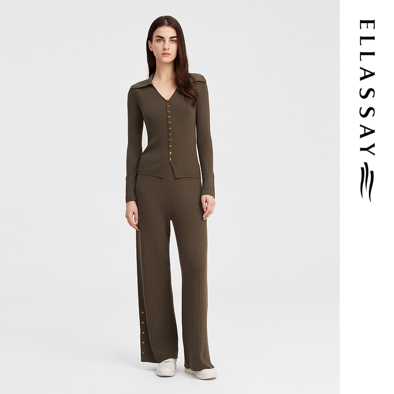 ELLASSAY歌力思秋季羊毛纸片人万能打底薄款针织衫女EWW3