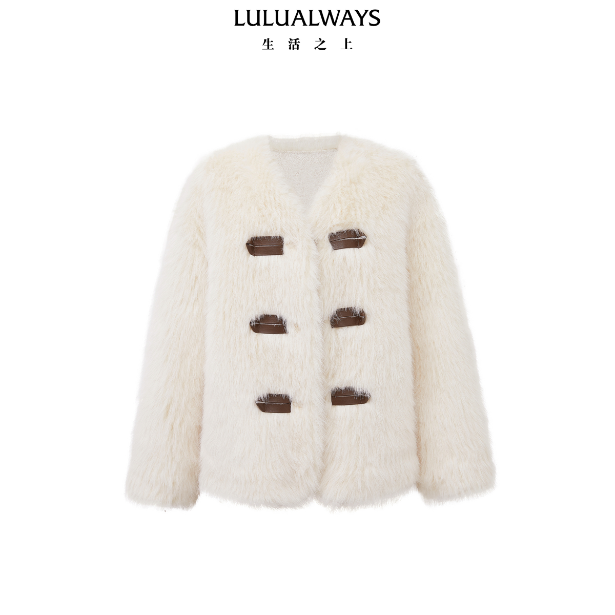 LULUALWAYS我爱露露冬季新款名媛千金保暖仿狐狸毛短款毛绒外套