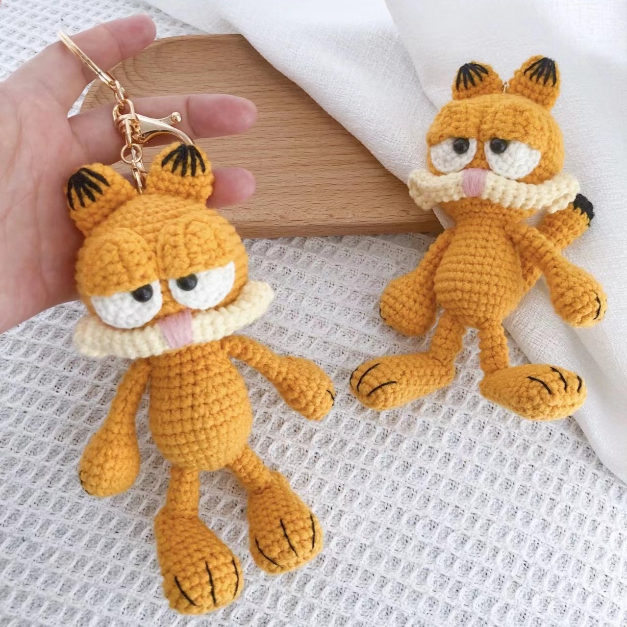 加菲猫挂件手工编织DIY材料包毛线钩织玩偶摆件可爱公仔创意礼物