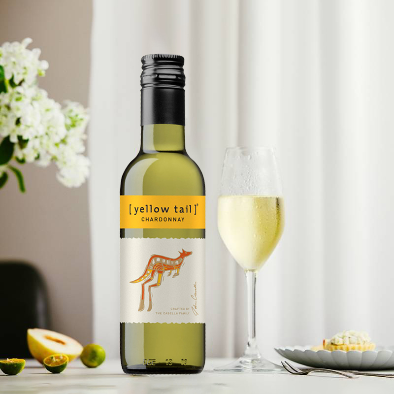 【正品行货】黄尾袋鼠小瓶霞多丽白187ml尝鲜新手入门小酌低度酒精