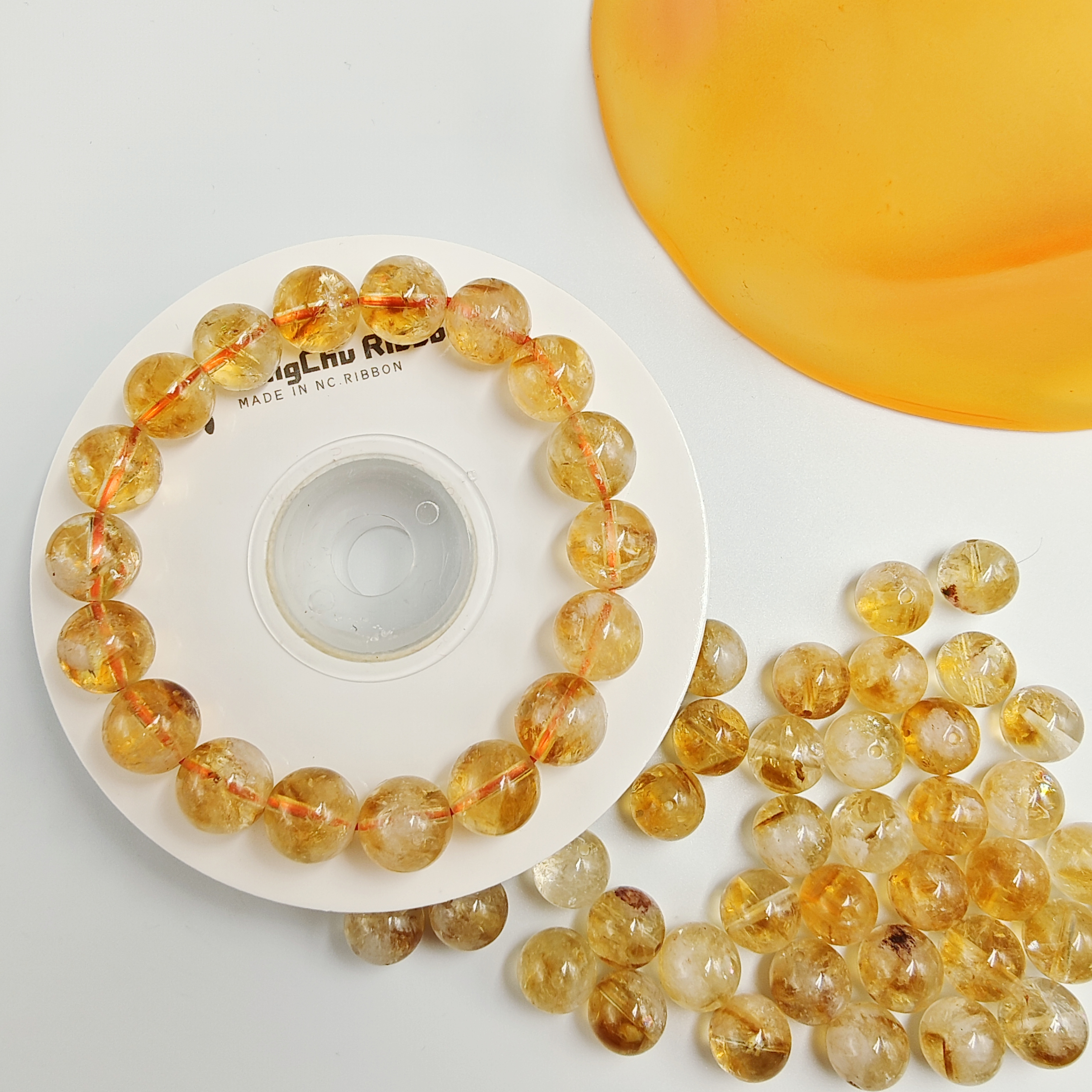 【雪顶蜂蜜】天然黄塔晶天然黄水晶珠串手串散珠diy多样性发一