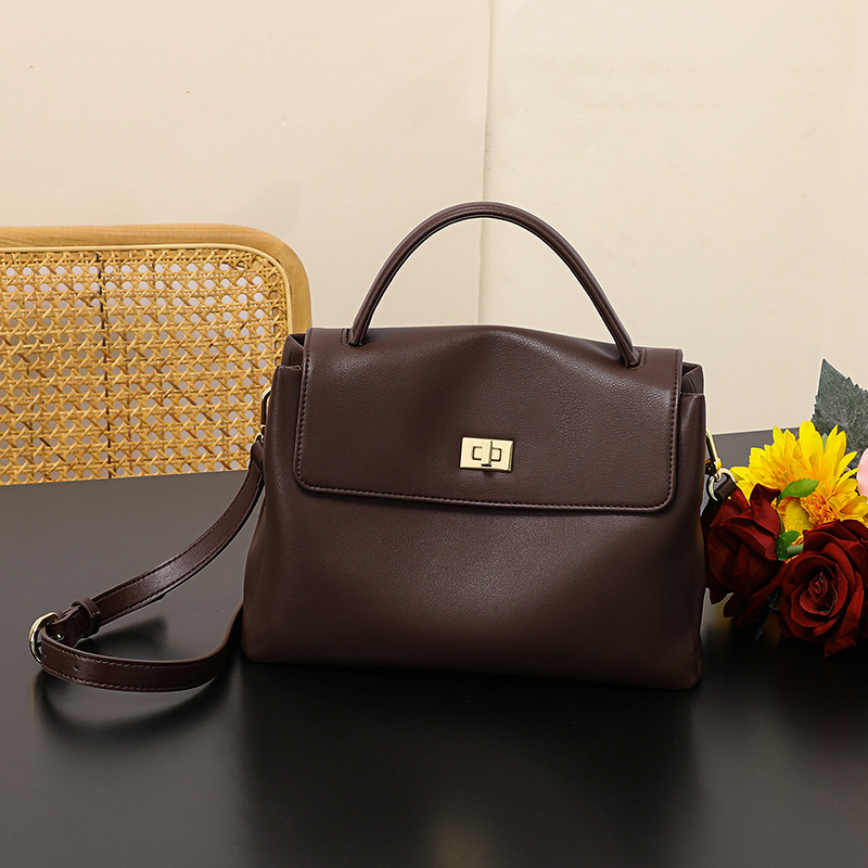 【希希CC】高级感真皮手提包新款爆款百搭单肩包手拎包包