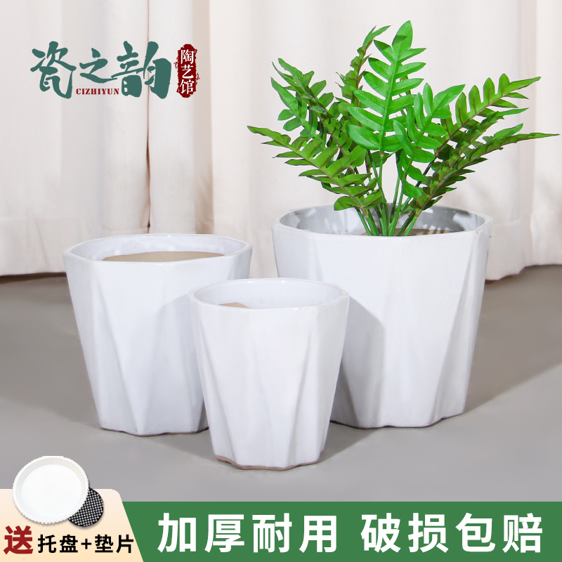 现代简约陶瓷花盆家用新款白色简约大小号蝴蝶兰多肉绿植专用盆栽
