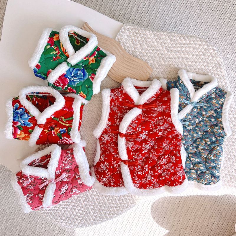 童装潮款Y东北花袄民族风盘扣加加厚中国风毛毛衍边宝宝民族风