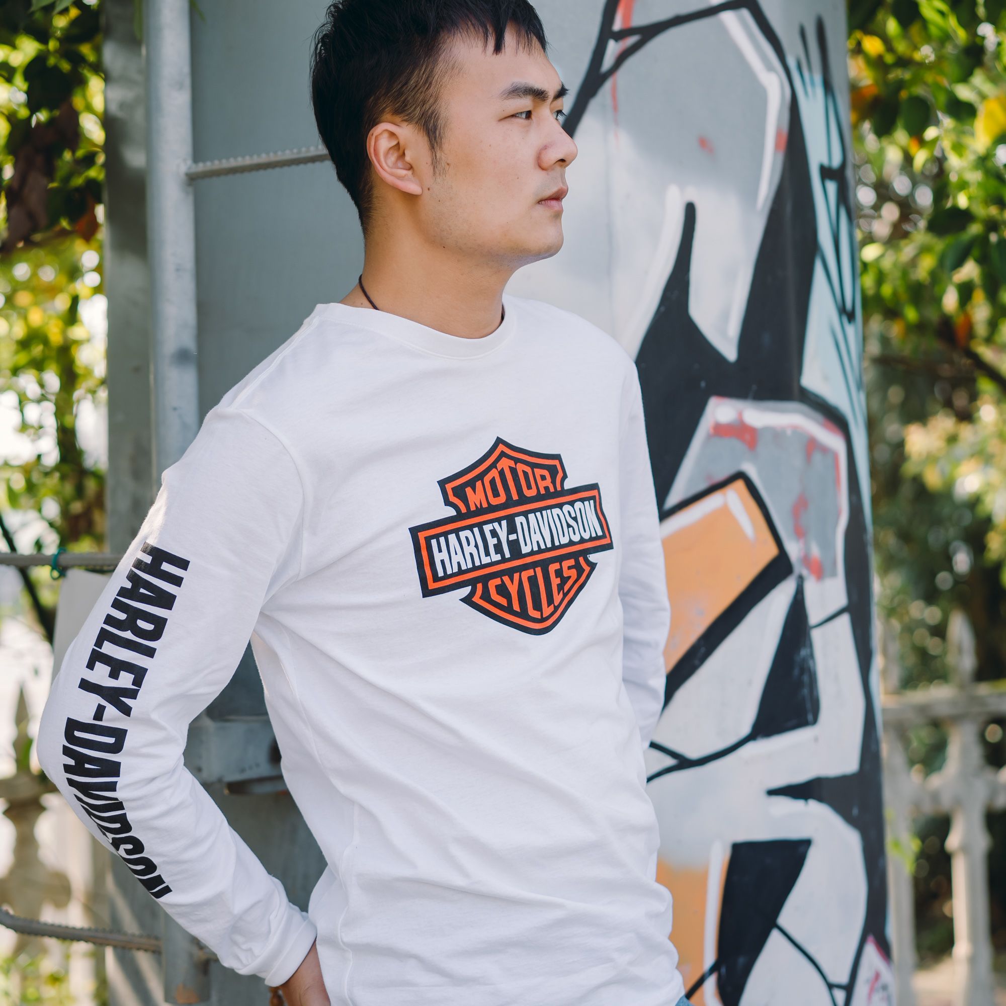 哈雷经典盾牌LOGO百搭长袖T