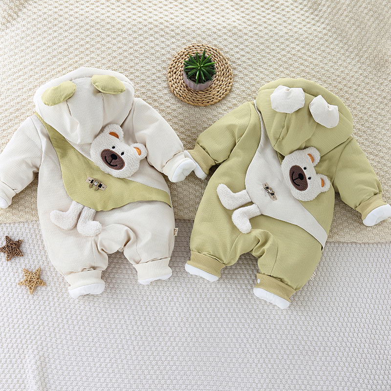 新生儿男女宝宝冬季连体衣哈衣加厚棉服外出爬服婴幼儿冬款婴儿