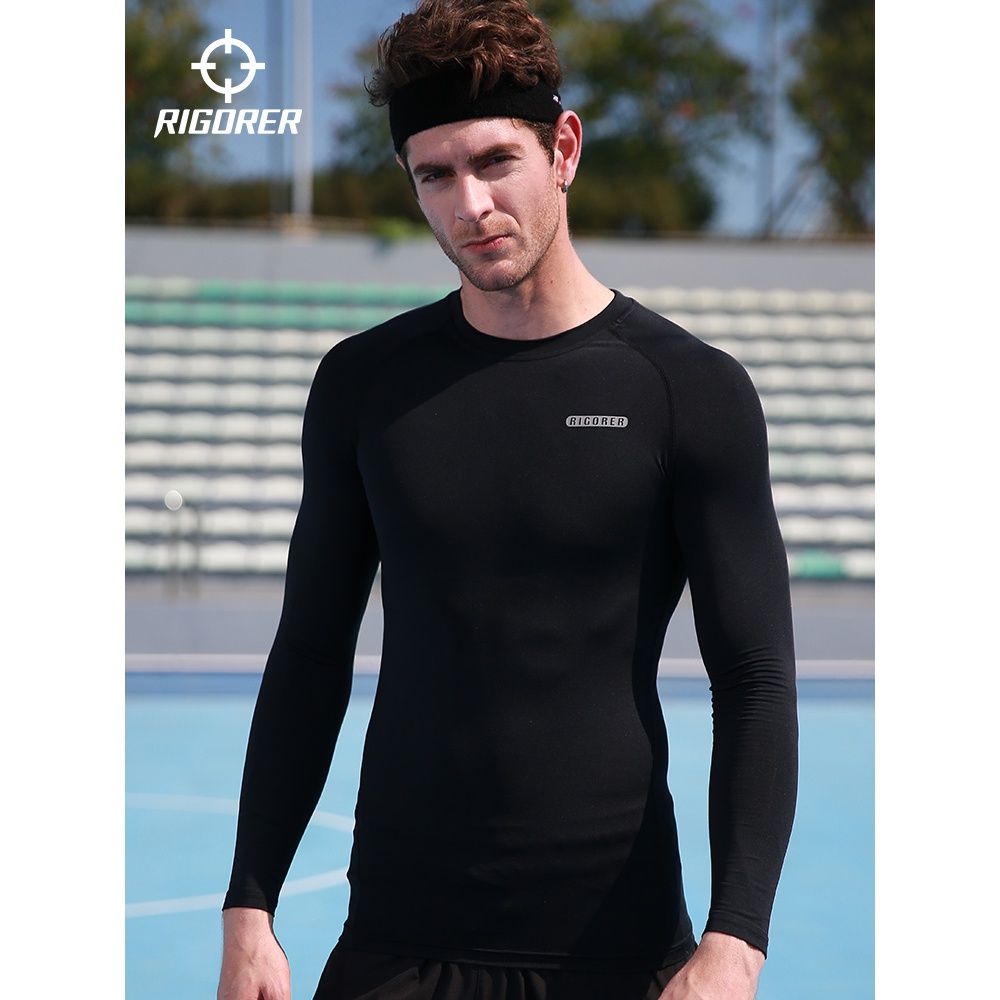 准者速干紧身健身衣男圆领长袖压缩弹性跑步篮球健身房打底运动