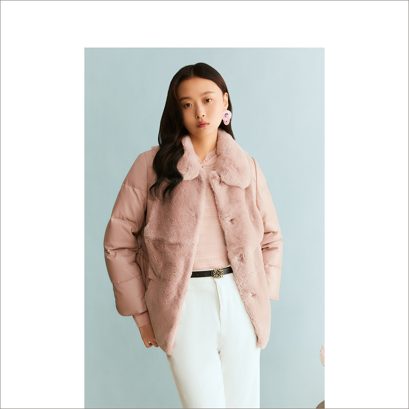 YINER音儿小香风时尚气质加厚保暖冬季短款女士羽绒服8C65509626